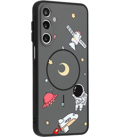 Husa MagSafe pentru Samsung Galaxy S25 Ultra S938, OEM, Cartoon Astronaut, Neagra