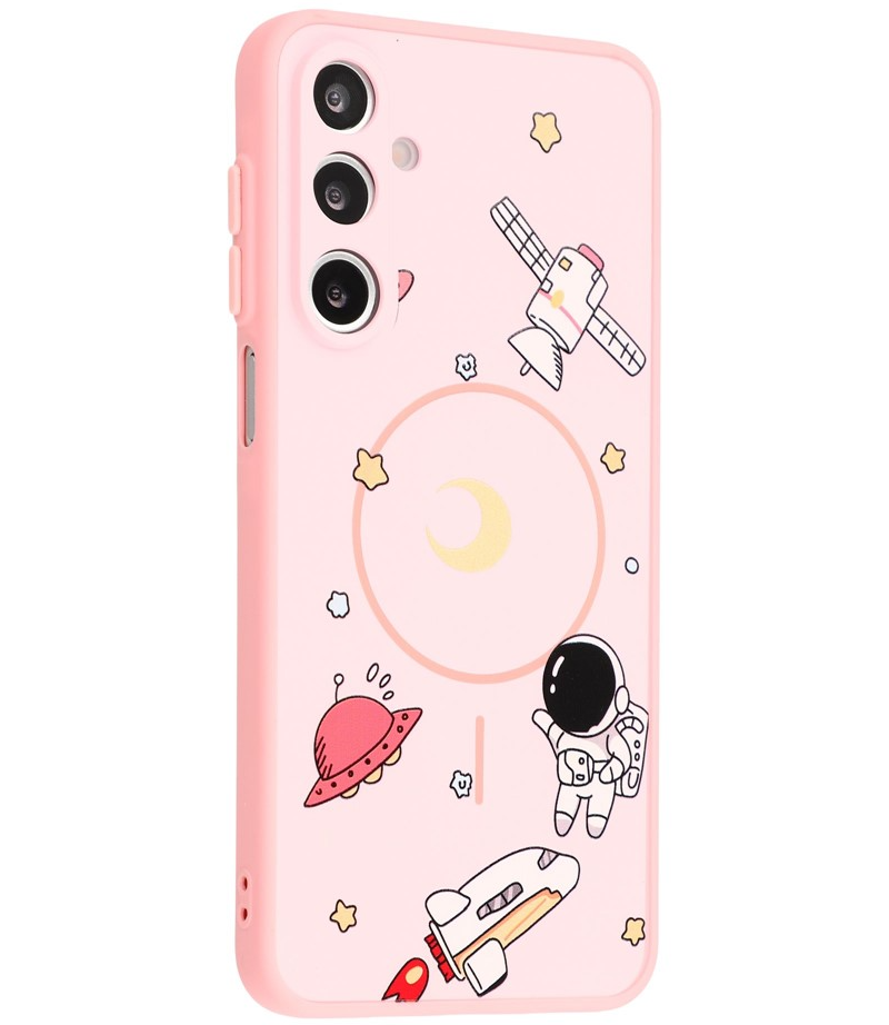 Husa MagSafe pentru Samsung Galaxy S25 Ultra S938, OEM, Cartoon Astronaut, Roz
