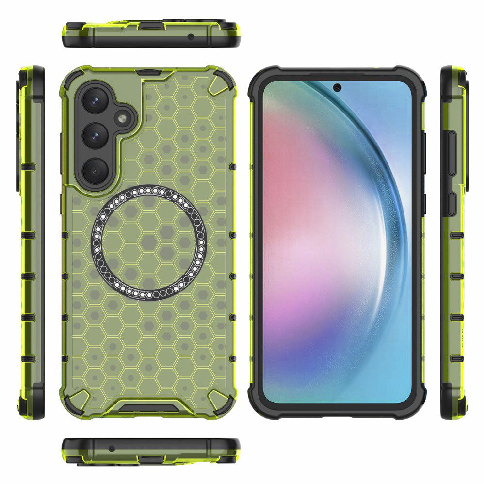 Husa MagSafe pentru Samsung Galaxy S25 S931, Techsuit, HoneyComb Shield, Verde