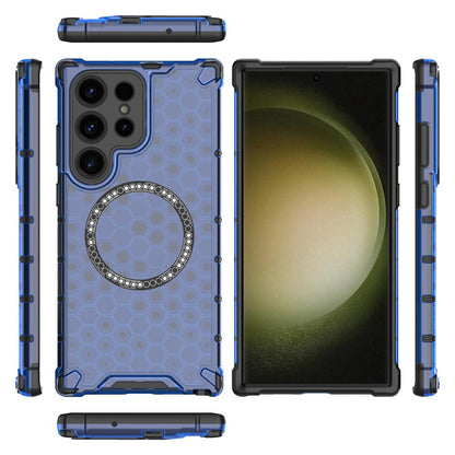 Husa MagSafe pentru Samsung Galaxy S25 Ultra S938, Techsuit, HoneyComb Shield, Albastra