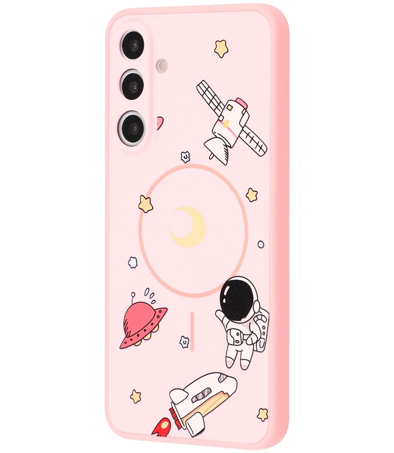 Husa MagSafe pentru Samsung Galaxy A16 5G A166 / A16 4G A165, OEM, Cartoon Astronaut, Roz
