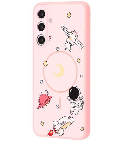 Husa MagSafe pentru Samsung Galaxy S25 Ultra S938, OEM, Cartoon Astronaut, Roz
