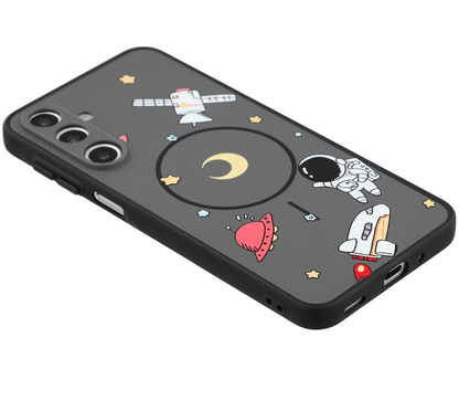 Husa MagSafe pentru Samsung Galaxy A16 5G A166 / A16 4G A165, OEM, Cartoon Astronaut, Neagra
