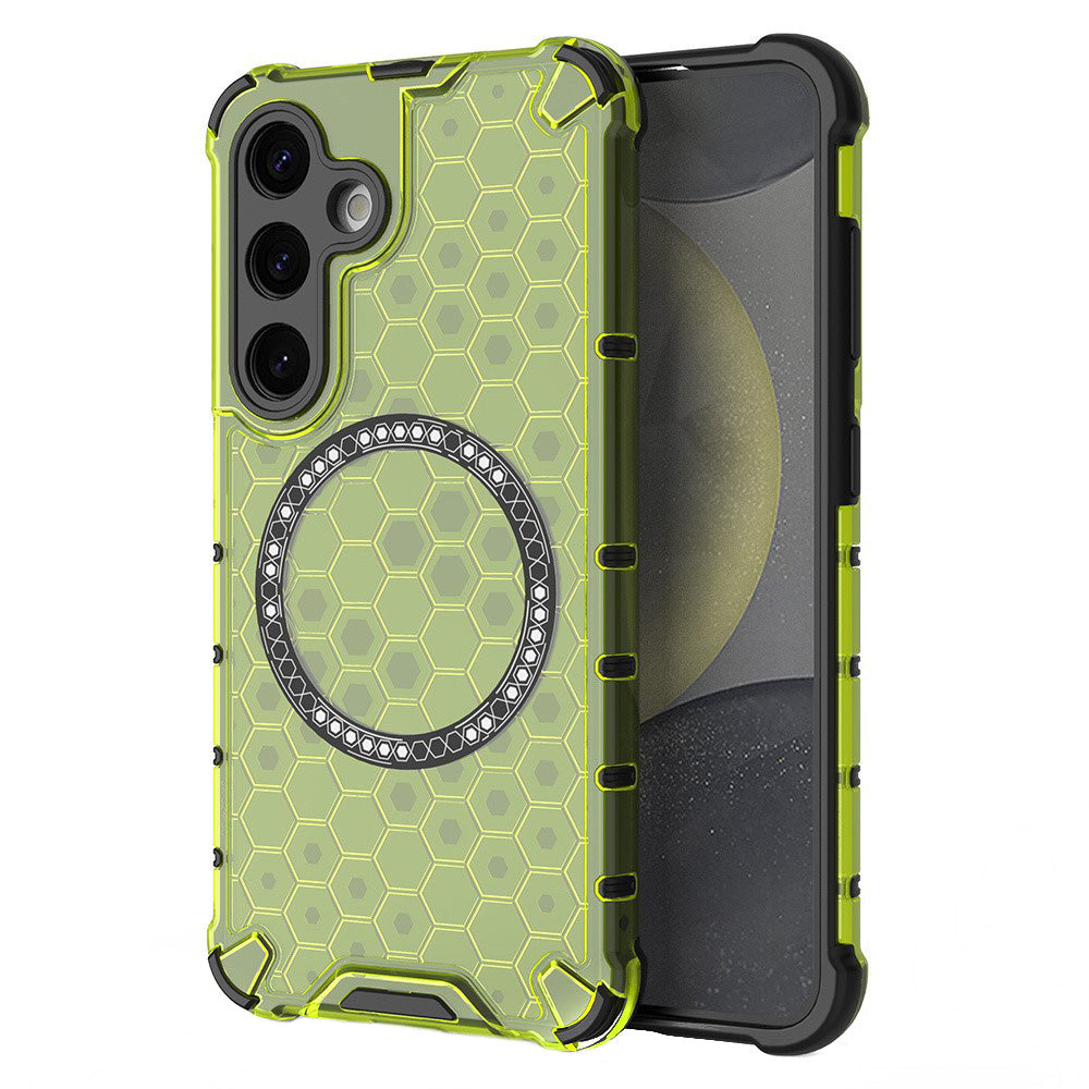 Husa MagSafe pentru Samsung Galaxy S25 S931, Techsuit, HoneyComb Shield, Verde