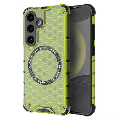 Husa MagSafe pentru Samsung Galaxy S25 S931, Techsuit, HoneyComb Shield, Verde