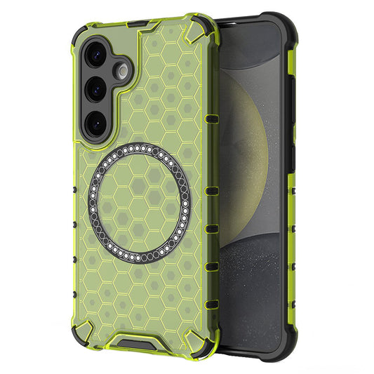 Husa MagSafe pentru Samsung Galaxy S25 S931, Techsuit, HoneyComb Shield, Verde