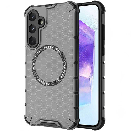 Husa MagSafe pentru Samsung Galaxy A55 5G A556, Techsuit, HoneyComb Shield, Neagra