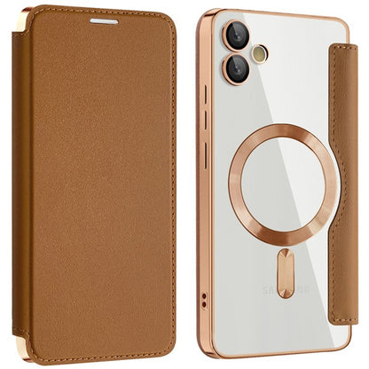Husa MagSafe pentru Samsung Galaxy A05 A055, Techsuit, SmartMag Book, Maro