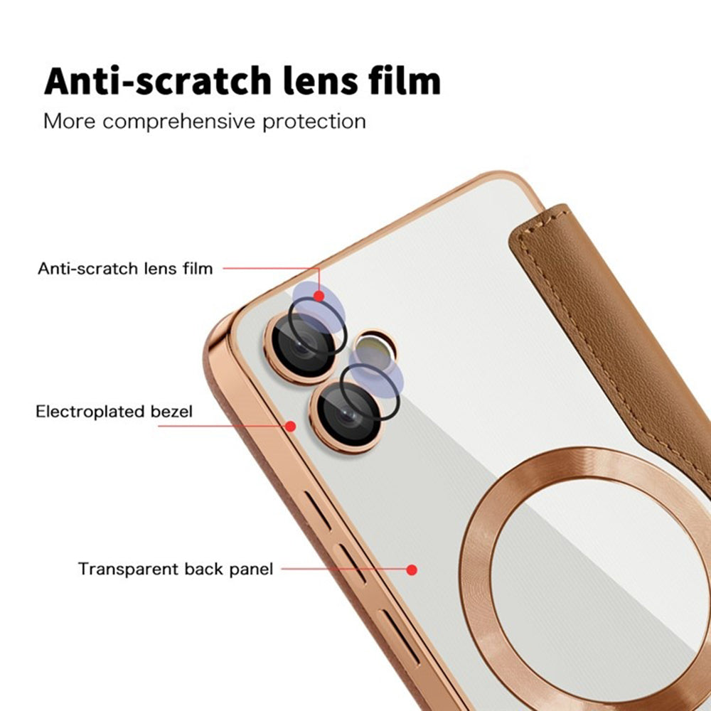 Husa MagSafe pentru Samsung Galaxy A05 A055, Techsuit, SmartMag Book, Maro