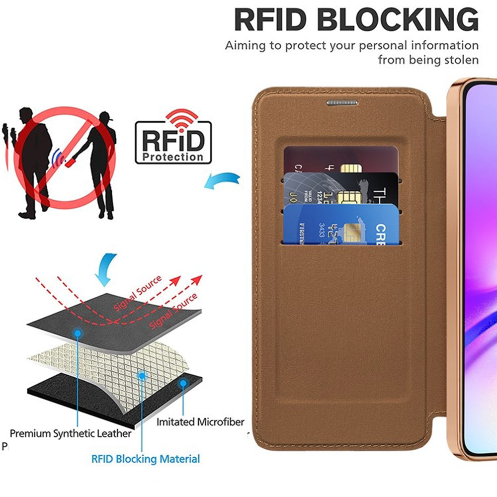 Husa MagSafe pentru Samsung Galaxy A05 A055, Techsuit, SmartMag Book, Maro