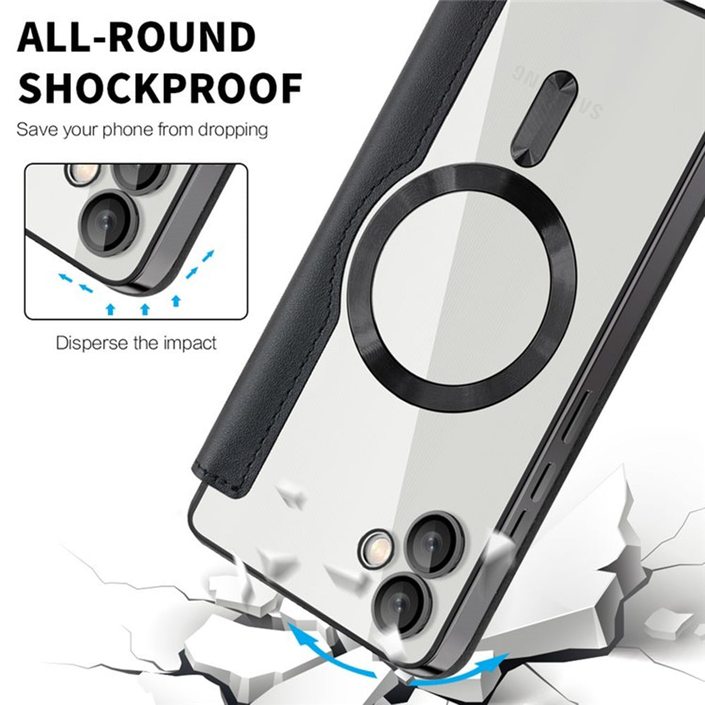 Husa MagSafe pentru Samsung Galaxy A05 A055, Techsuit, SmartMag Book, Neagra