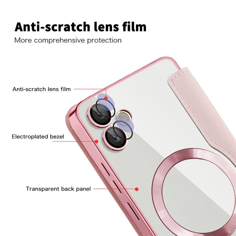 Husa MagSafe pentru Samsung Galaxy A05 A055, Techsuit, SmartMag Book, Roz