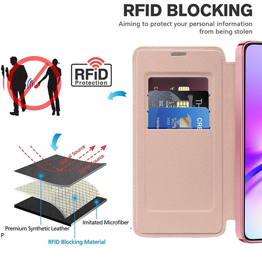 Husa MagSafe pentru Samsung Galaxy A05 A055, Techsuit, SmartMag Book, Roz