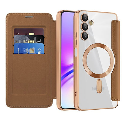 Husa MagSafe pentru Samsung Galaxy A05s A057, Techsuit, SmartMag Book, Maro