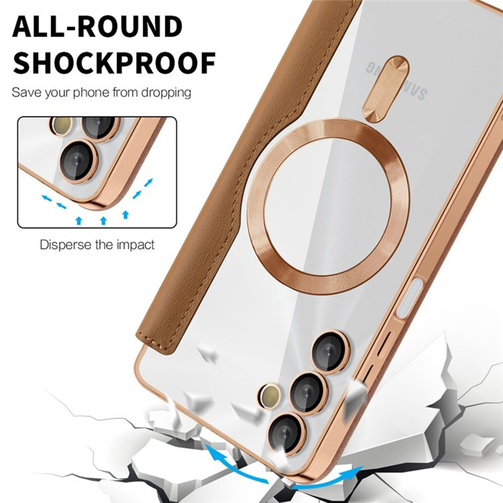 Husa MagSafe pentru Samsung Galaxy A05s A057, Techsuit, SmartMag Book, Maro