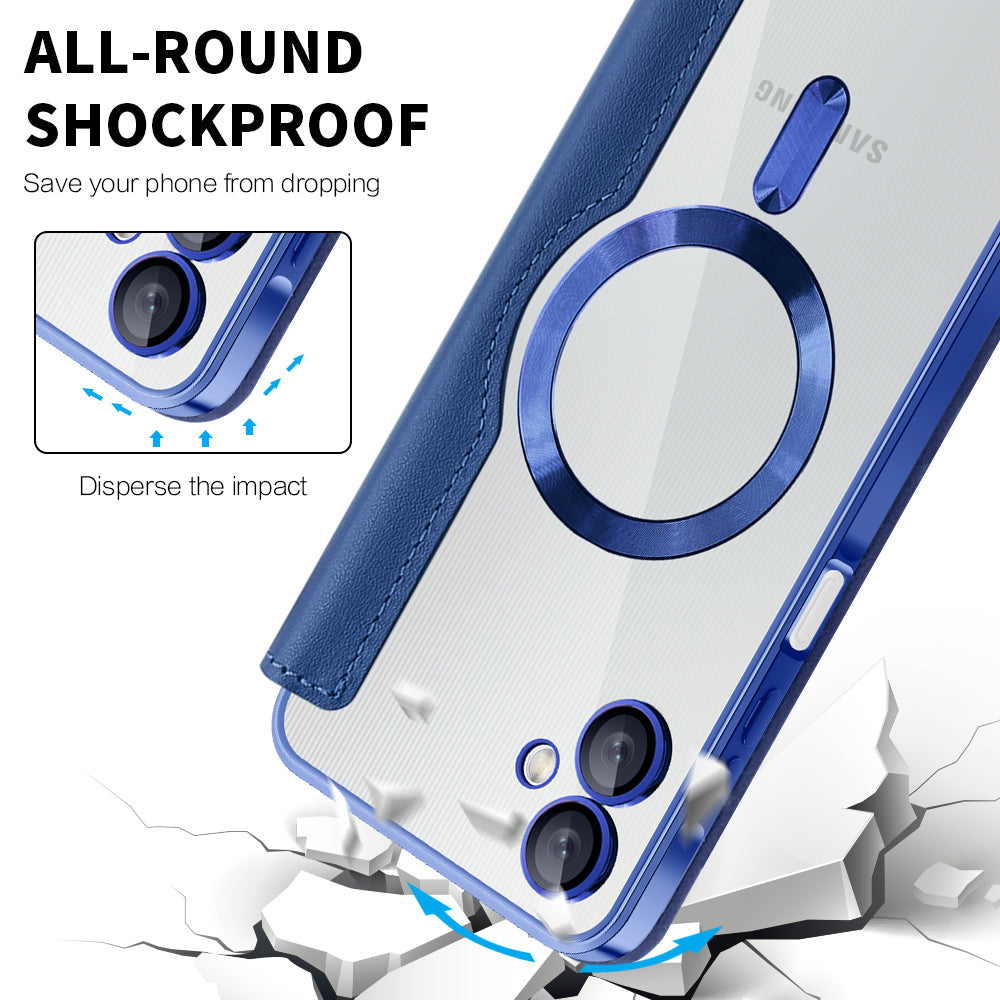 Husa MagSafe pentru Samsung Galaxy A06 A065, Techsuit, SmartMag Book, Albastra
