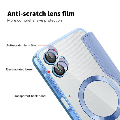 Husa MagSafe pentru Samsung Galaxy A06 A065, Techsuit, SmartMag Book, Bleu