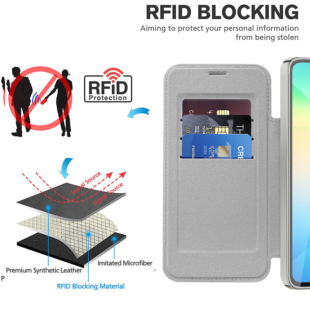 Husa MagSafe pentru Samsung Galaxy A06 A065, Techsuit, SmartMag Book, Gri