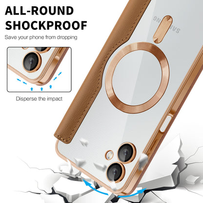 Husa MagSafe pentru Samsung Galaxy A06 A065, Techsuit, SmartMag Book, Maro