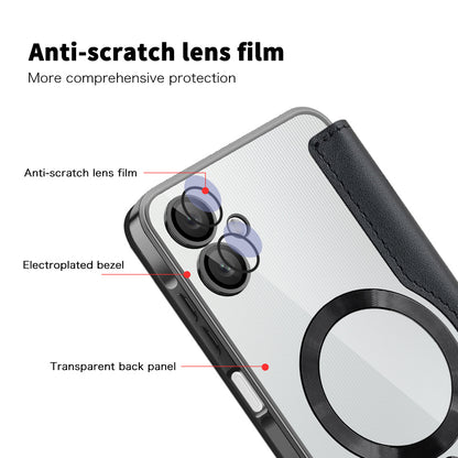 Husa MagSafe pentru Samsung Galaxy A06 A065, Techsuit, SmartMag Book, Neagra