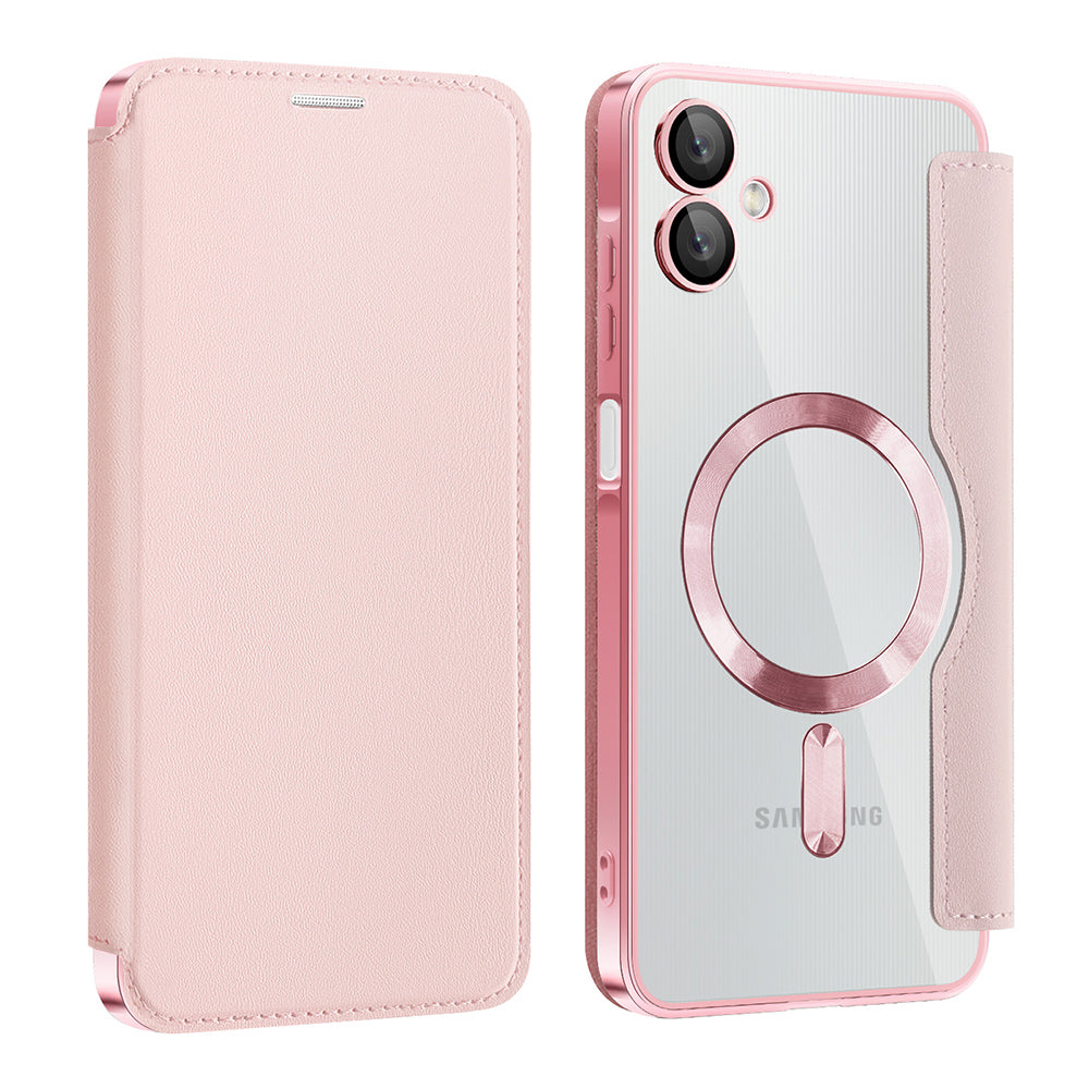 Husa MagSafe pentru Samsung Galaxy A06 A065, Techsuit, SmartMag Book, Roz