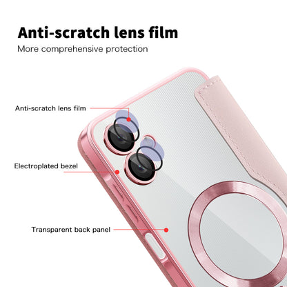 Husa MagSafe pentru Samsung Galaxy A06 A065, Techsuit, SmartMag Book, Roz