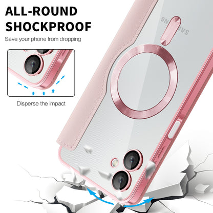 Husa MagSafe pentru Samsung Galaxy A06 A065, Techsuit, SmartMag Book, Roz