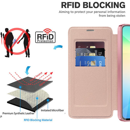 Husa MagSafe pentru Samsung Galaxy A06 A065, Techsuit, SmartMag Book, Roz