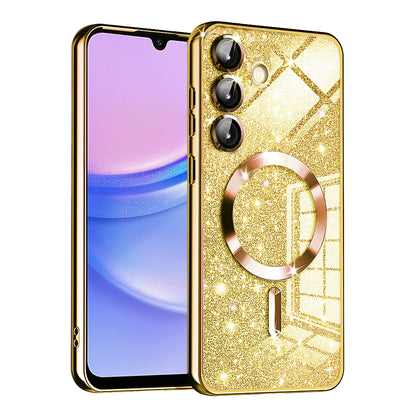 Husa MagSafe pentru Samsung Galaxy A15 5G A156 / A15 A155, Techsuit, Luxury Glitter, Aurie