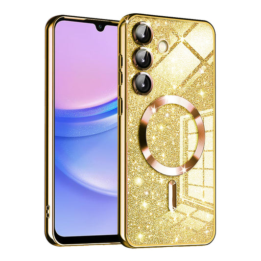 Husa MagSafe pentru Samsung Galaxy A15 5G A156 / A15 A155, Techsuit, Luxury Glitter, Aurie