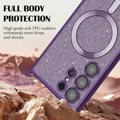 Husa MagSafe pentru Samsung Galaxy A15 5G A156 / A15 A155, Techsuit, Luxury Glitter, Mov Inchis