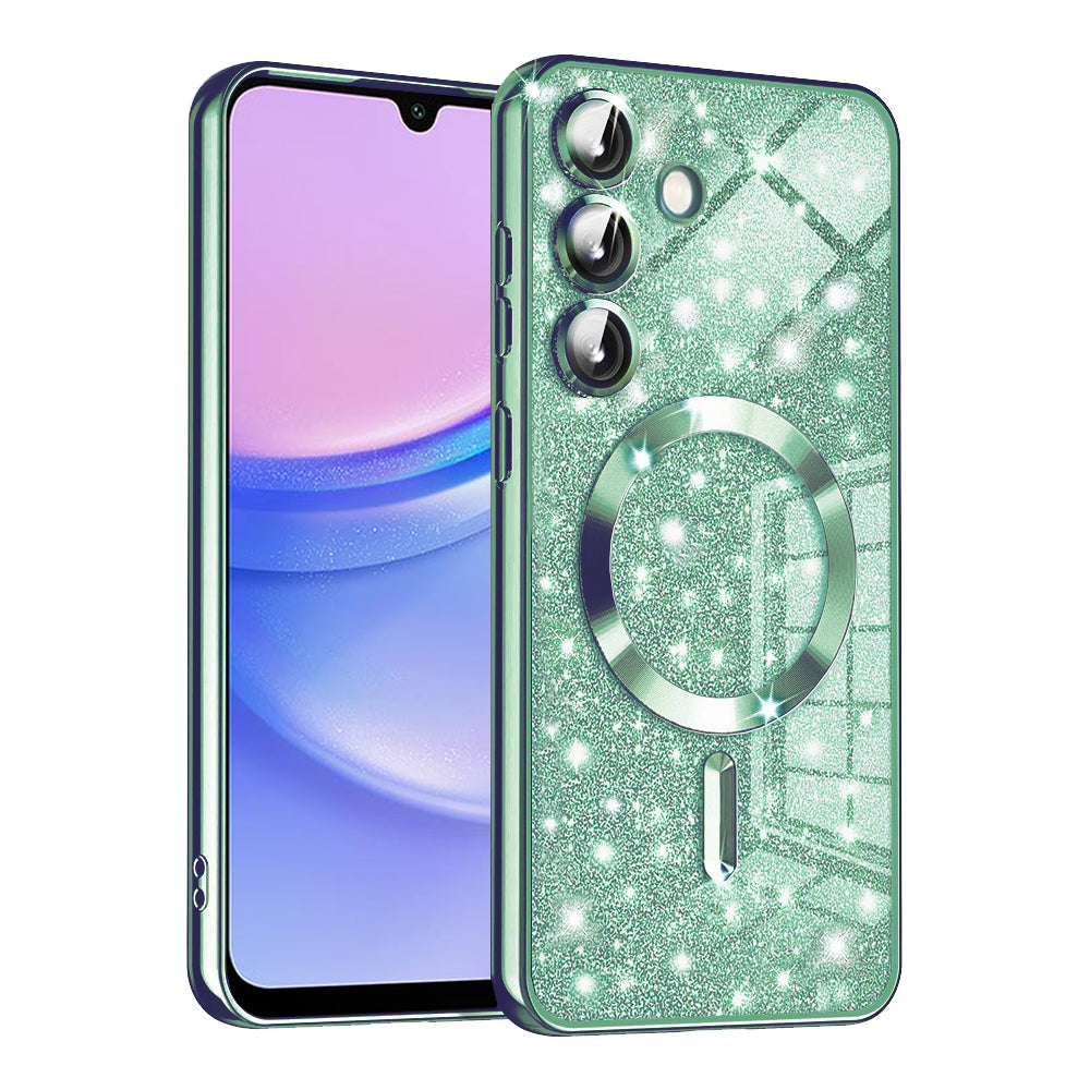 Husa MagSafe pentru Samsung Galaxy A15 5G A156 / A15 A155, Techsuit, Luxury Glitter, Verde Deschis