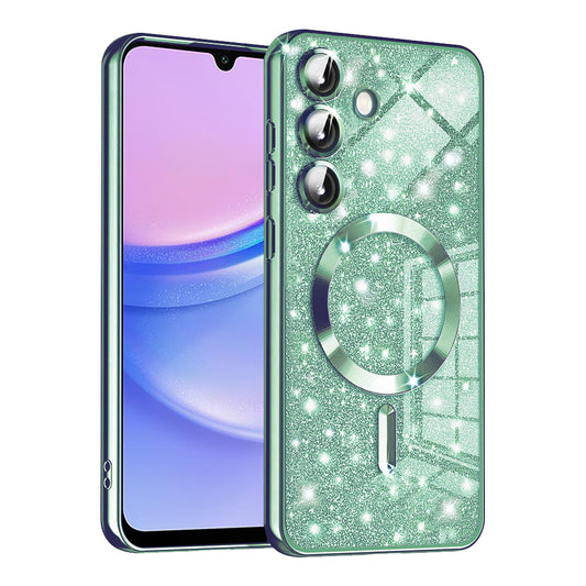 Husa MagSafe pentru Samsung Galaxy A15 5G A156 / A15 A155, Techsuit, Luxury Glitter, Verde Deschis