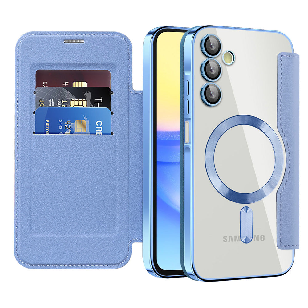 Husa MagSafe pentru Samsung Galaxy A15 5G A156 / A15 A155, Techsuit, SmartMag Book, Bleu