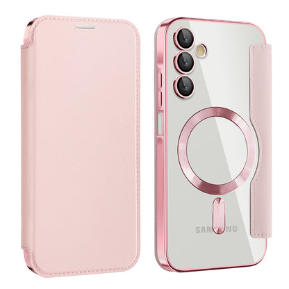 Husa MagSafe pentru Samsung Galaxy A15 5G A156 / A15 A155, Techsuit, SmartMag Book, Roz