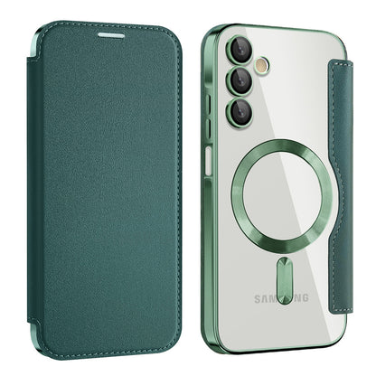 Husa MagSafe pentru Samsung Galaxy A15 5G A156 / A15 A155, Techsuit, SmartMag Book, Verde