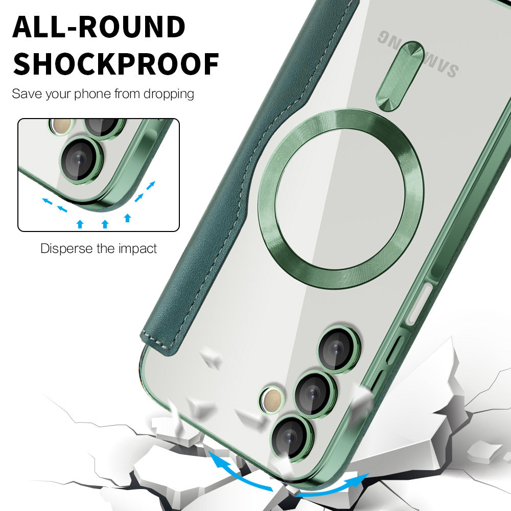 Husa MagSafe pentru Samsung Galaxy A15 5G A156 / A15 A155, Techsuit, SmartMag Book, Verde