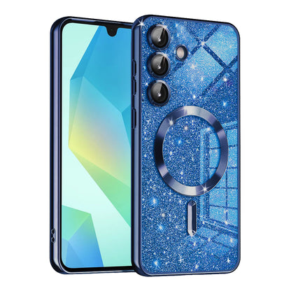 Husa MagSafe pentru Samsung Galaxy A16 5G A166 / A16 4G A165, Techsuit, Luxury Glitter, Albastra Inchis