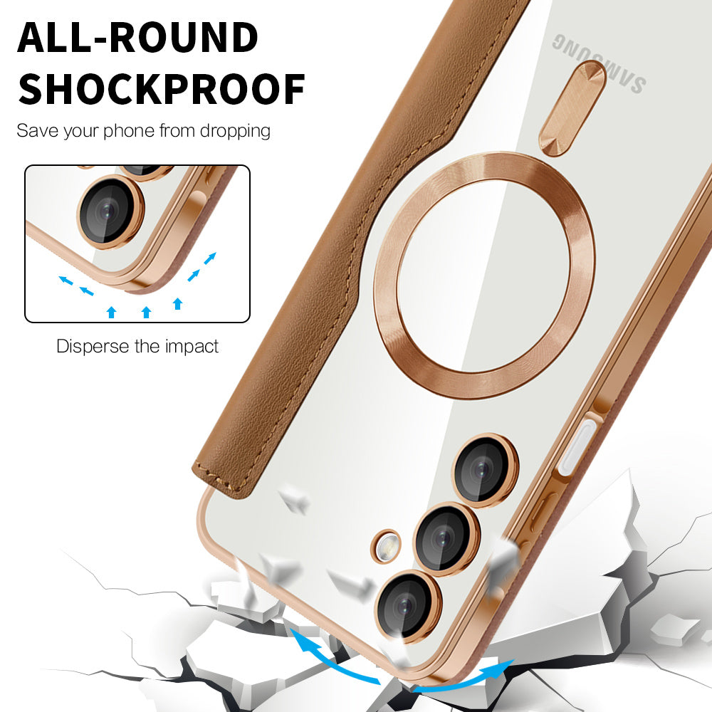 Husa MagSafe pentru Samsung Galaxy A16 5G A166 / A16 4G A165, Techsuit, SmartMag Book, Maro