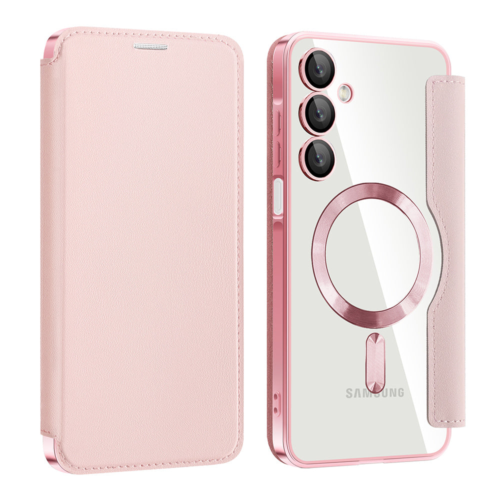 Husa MagSafe pentru Samsung Galaxy A16 5G A166 / A16 4G A165, Techsuit, SmartMag Book, Roz