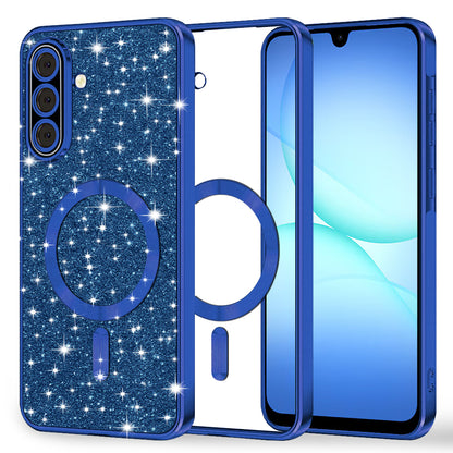 Husa MagSafe pentru Samsung Galaxy A17 4G / A17 5G, Techsuit, Luxury Glitter, Albastra Inchis