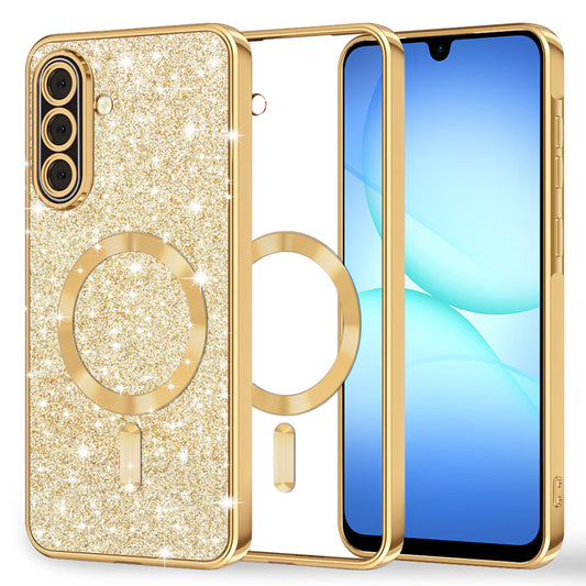 Husa MagSafe pentru Samsung Galaxy A17 4G / A17 5G, Techsuit, Luxury Glitter, Aurie