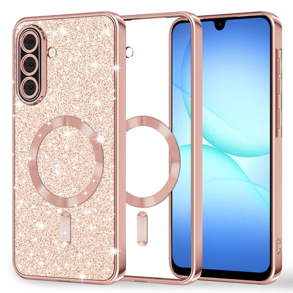 Husa MagSafe pentru Samsung Galaxy A17 4G / A17 5G, Techsuit, Luxury Glitter, Roz