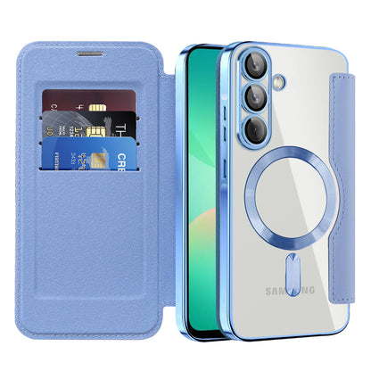 Husa MagSafe pentru Samsung Galaxy A26 A266, Techsuit, SmartMag Book, Bleu