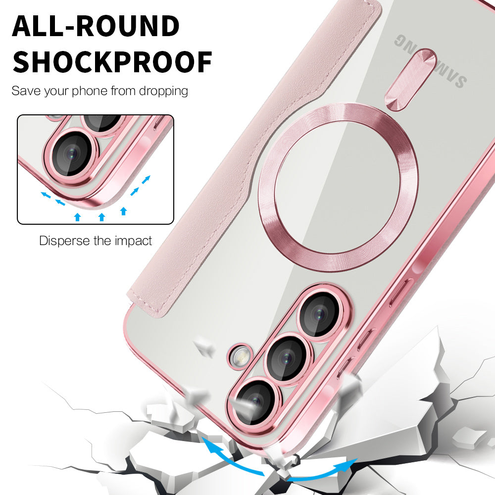 Husa MagSafe pentru Samsung Galaxy A26 A266, Techsuit, SmartMag Book, Roz