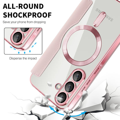 Husa MagSafe pentru Samsung Galaxy A26 A266, Techsuit, SmartMag Book, Roz
