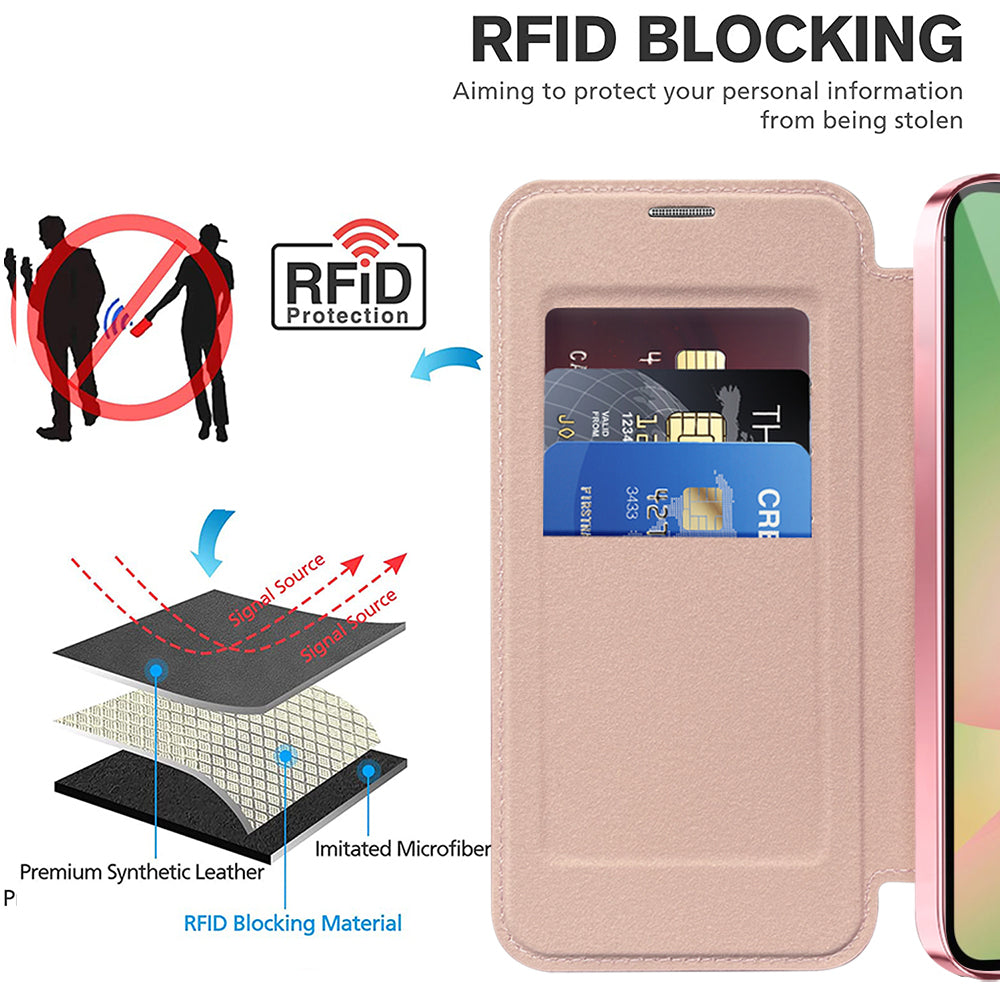 Husa MagSafe pentru Samsung Galaxy A26 A266, Techsuit, SmartMag Book, Roz