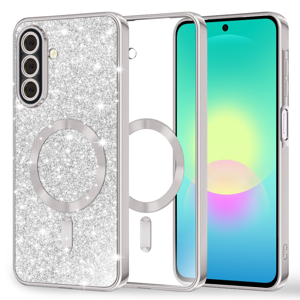 Husa MagSafe pentru Samsung Galaxy A27 5G, Techsuit, Luxury Glitter, Argintie