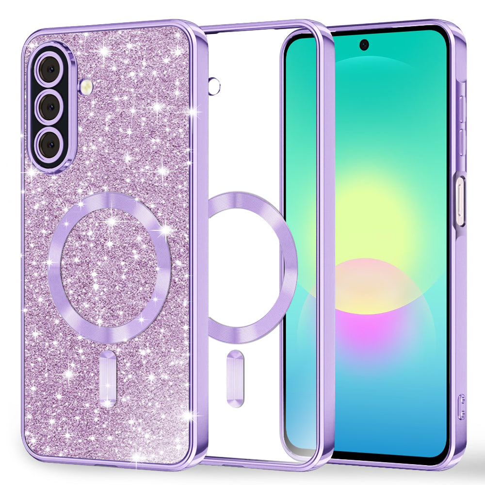 Husa MagSafe pentru Samsung Galaxy A27 5G, Techsuit, Luxury Glitter, Mov Deschis