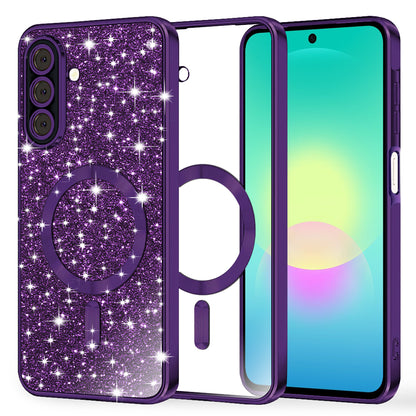 Husa MagSafe pentru Samsung Galaxy A27 5G, Techsuit, Luxury Glitter, Mov Inchis
